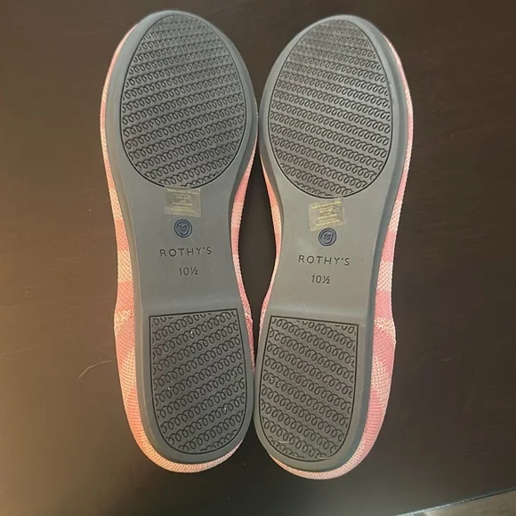 Rothy's The Flat Pink Macaron Big Stripe Flats Shoes Collector's Edition Sz 10.5 - Picture 8 of 11